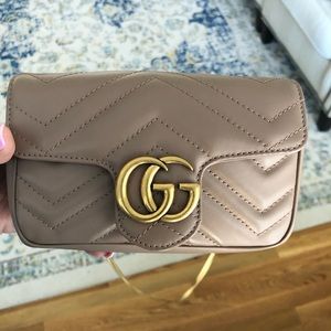 GG Marmont matelassé leather super mini bag dusty pink chevron leather